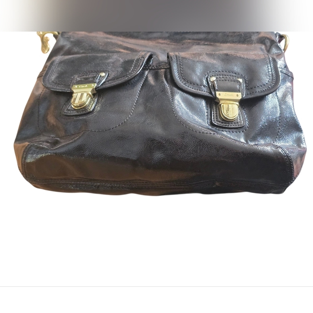 Coach Black Shoulder Hobo Bag Daisy Liquid Gloss Pat Leather Purse F23401 Y2k - Picture 3 of 9